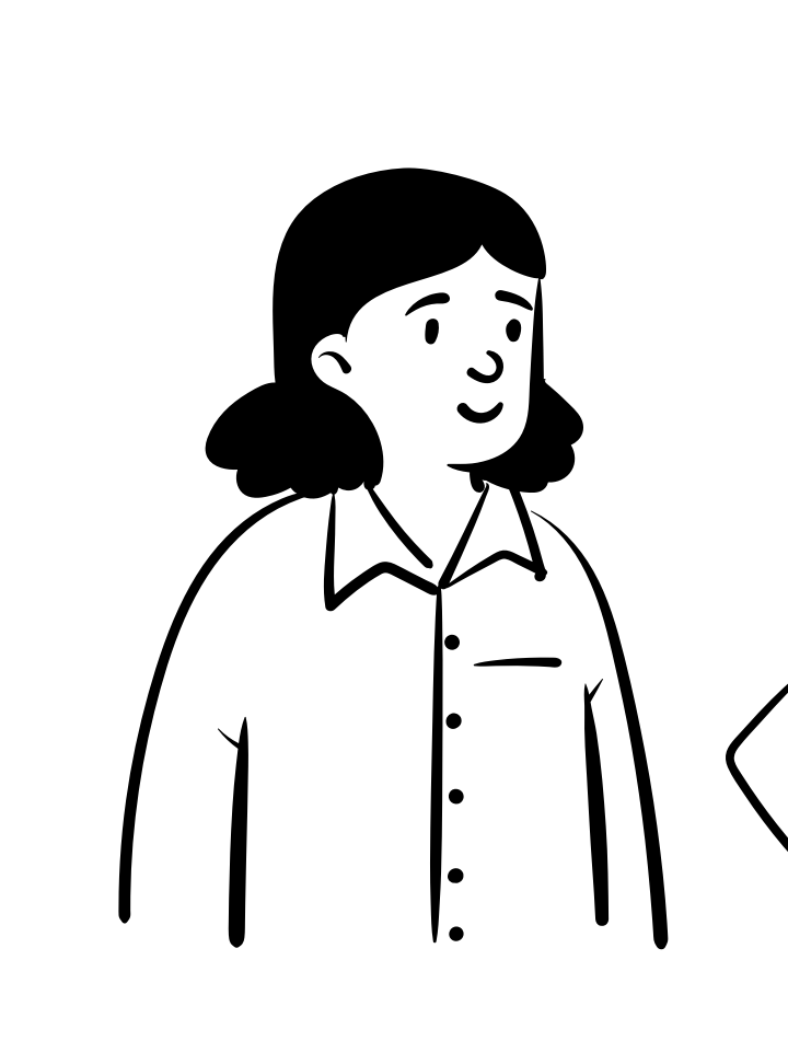 comic style drawing long hair guy with a buttoned down shirt