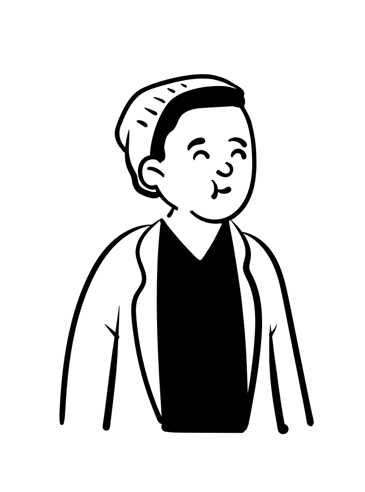 comic style drawing of a guy with a bonnet